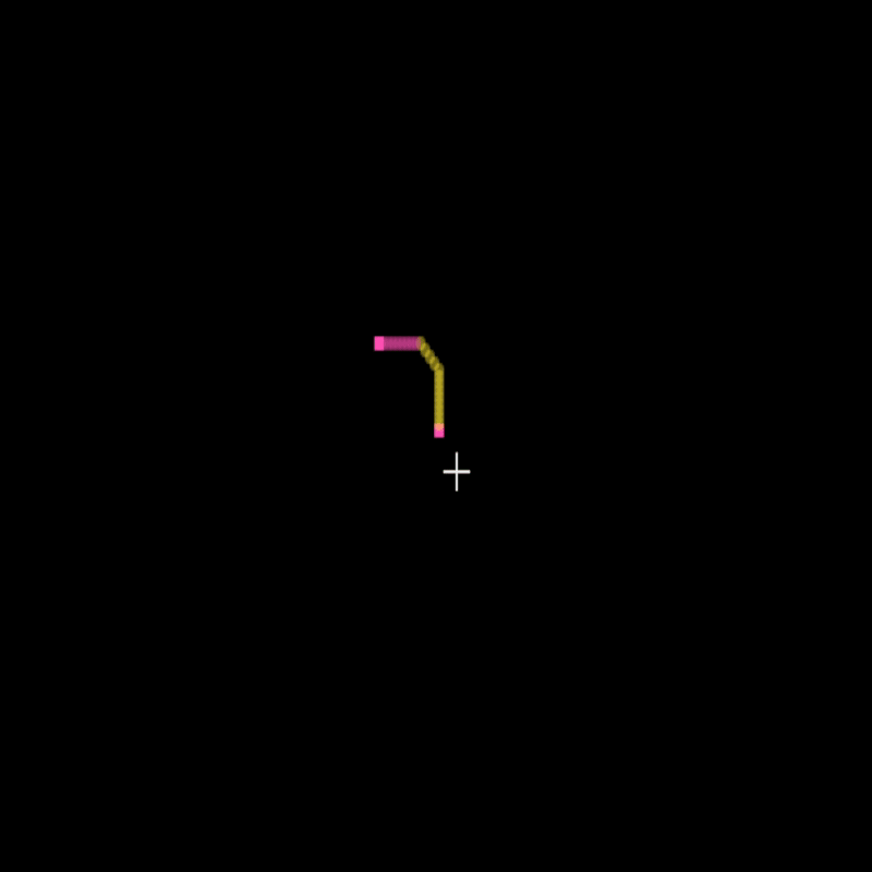 Draw glowing lines on black, each arrow direction is a different colour. Three overlapping lines (wide glow, mid glow, bright core) fake the neon tube effect. Taught that layering simple shapes can replace fancy effects.