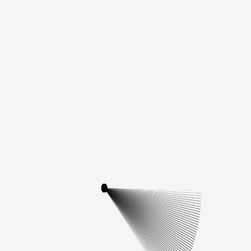 Lines radiate from a central point and build up into a dense fan shape. The background doesn't fully clear each frame so old lines linger and stack. The whole visual comes from that one thing, a near-transparent background instead of a solid one.